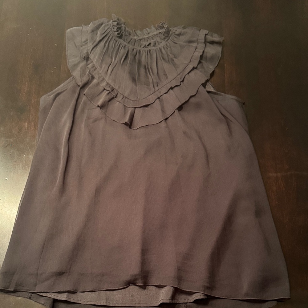 Source Unknown Charcoal Ruffle Blouse - image 1